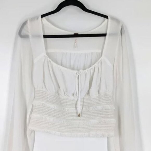 Free People Cropped Top White Off Lolita Size Small - Picture 4 of 4